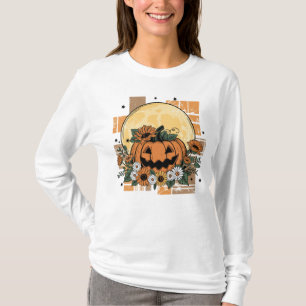 Floral Halloween Pumpkin Spooky Season T-Shirt
