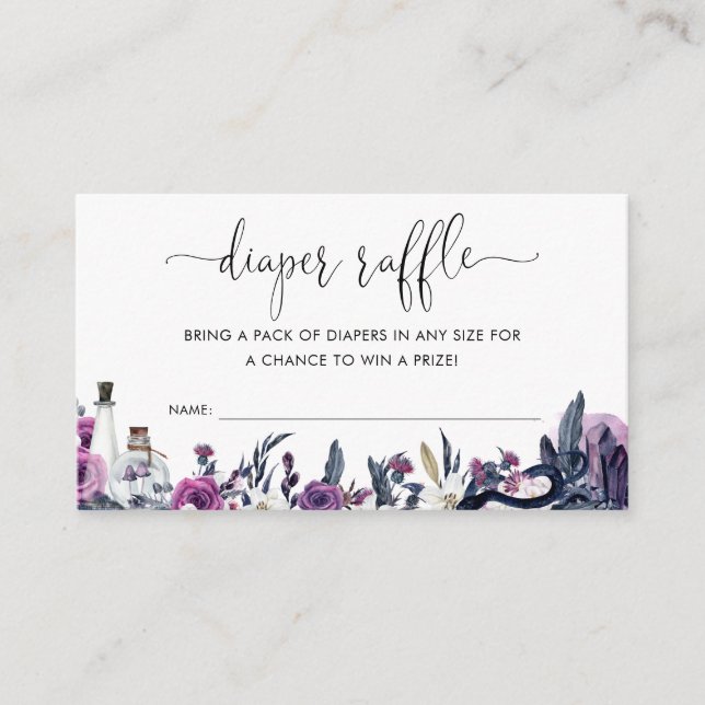 Floral Halloween Skull Snake Diaper Raffle Shower Enclosure Card (Front)