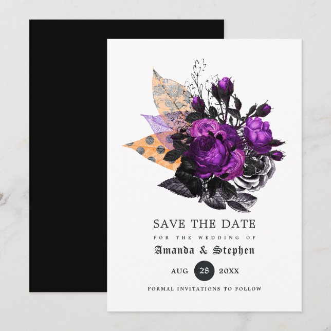 Floral Halloween Wedding Save The Date (Front/Back)