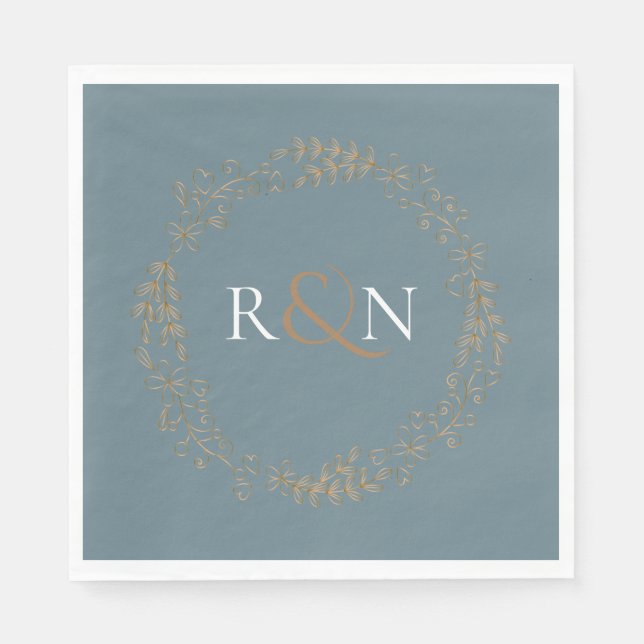 Floral Halo Laurel Garland Monogram Napkin (Front)