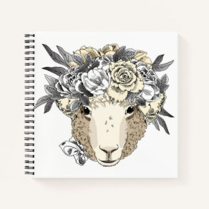 Floral Halo Sheep Notebook