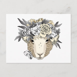 Floral Halo Sheep Postcard