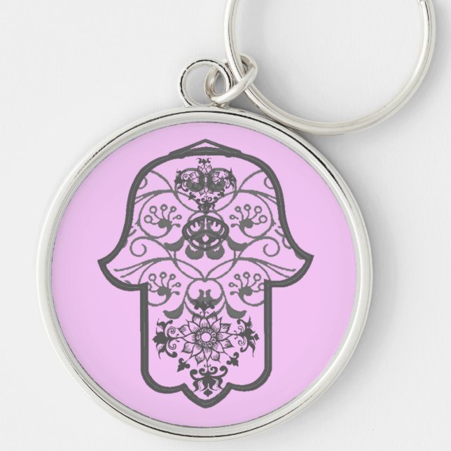 Floral Hamsa Key Ring (Front)