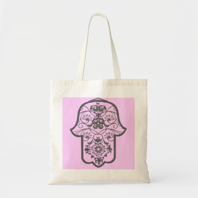 Floral Hamsa Tote Bag (Front)