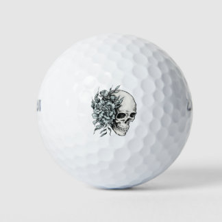 Floral Hand Drawn Skull Golf Balls