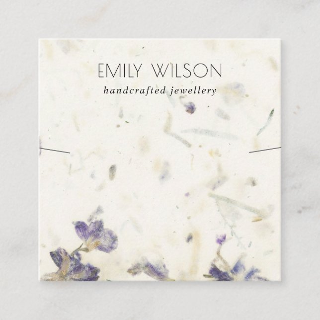 Floral Handmade Paper Texture Necklace Display Square Business Card (Front)