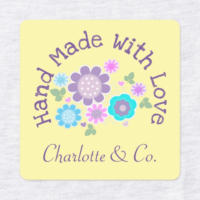 Floral Handmade With Love Product Personalised (Design 1)