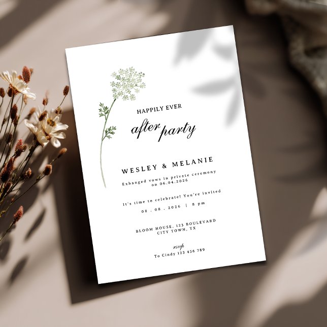 Floral Happily Ever After Party Wedding Reception Invitation (Floral happily ever after party reception wedding invitation.)