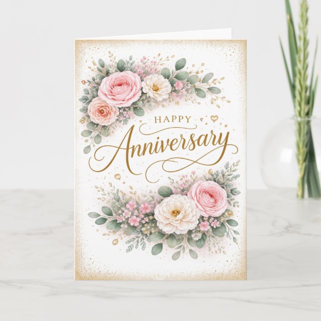 Floral Happy Anniversary Card (Front)