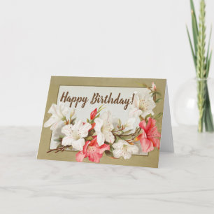 Floral Happy Birthday Card with Lilies