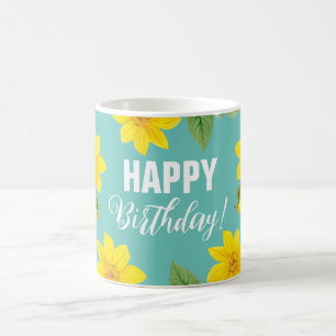 Floral Happy Birthday Coffee Mug