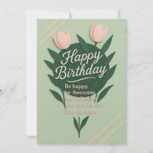 Floral Happy Birthday Greeting Card