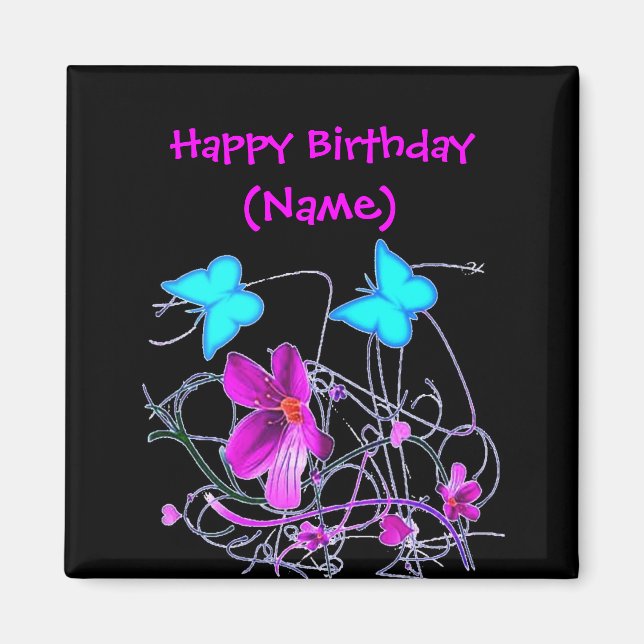 Floral  Happy Birthday Magnet (Front)