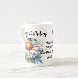 Floral Happy Birthday Mama Personalize Bone China Mug