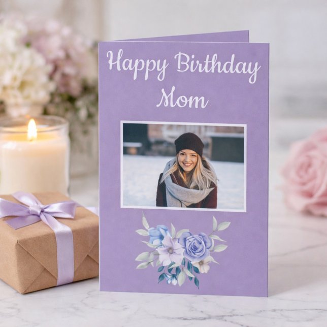 Floral Happy birthday Mum Photo Card (Creator Uploaded)