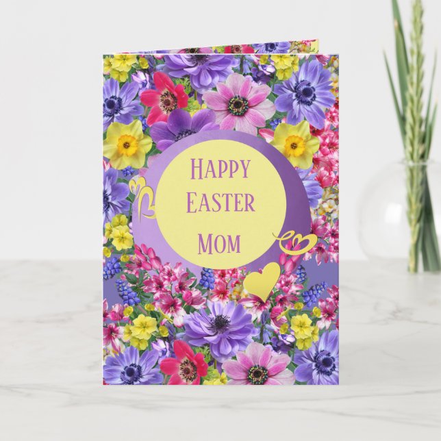 Floral Happy Easter Mum Holiday Card (Front)