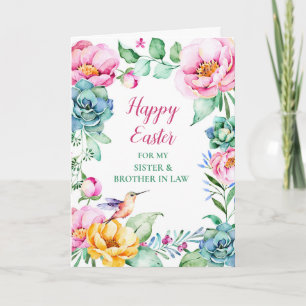 Floral Happy Easter Sister and Brother in Law Holiday Card