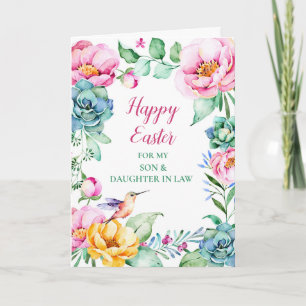 Floral Happy Easter Son and Daughter in Law Holiday Card
