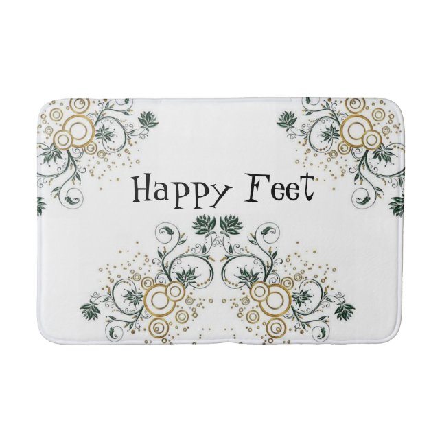 Floral Happy Feet Bathroom Bath Mat (Front)