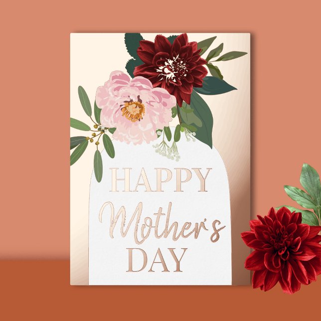Floral Happy Mother’s Day Gold Foil Holiday Card (Creator Uploaded)