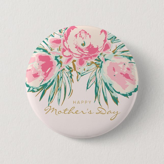 Floral Happy Mother's Day 6 Cm Round Badge (Front)
