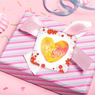 Floral Happy Mother's Day, Best Mum Ever Square Sticker