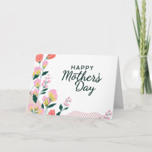 Floral Happy Mothers Day Pink Orange Yellow Card