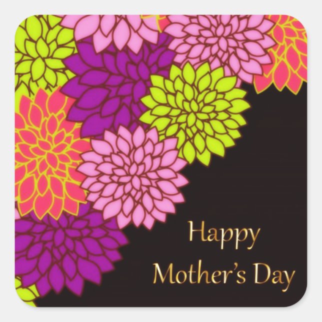Floral Happy Mothers Day Square Sticker (Front)