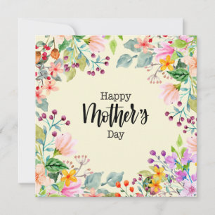 Floral Happy Mother's Day Watercolor Flowers Holiday Card
