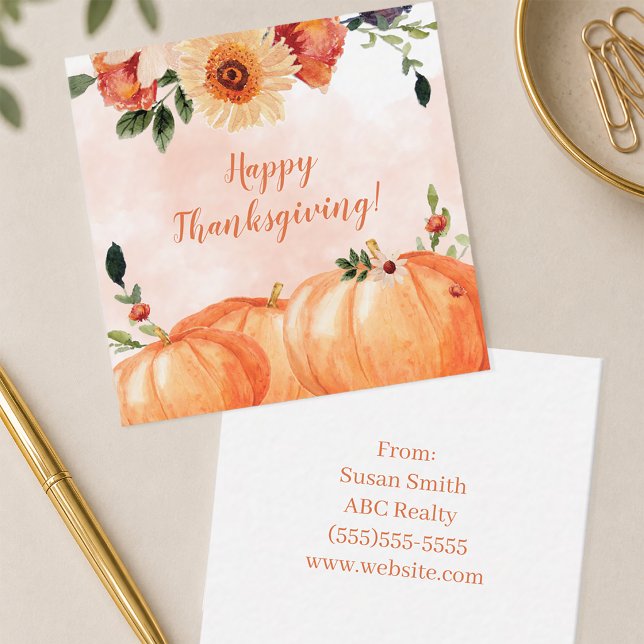 Floral Happy Thanksgiving Card (Thanksgiving Pop By Card)
