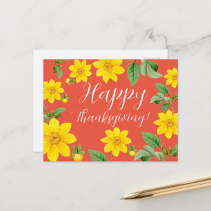 Floral Happy Thanksgiving Postcard