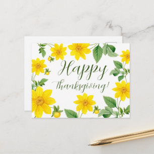 Floral Happy Thanksgiving Postcard