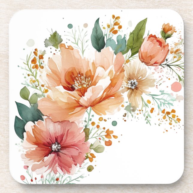 Floral Hard plastic coaster (Front)