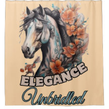 Floral Harmony: Horse Tattoo with Orange Blossoms