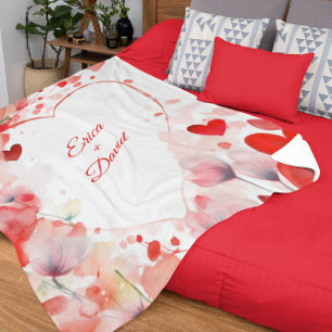 Floral Harmony Love Fleece Blanket