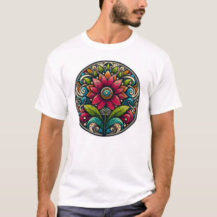Floral Harmony Mandala – Vibrant Botanical Symmetr T-Shirt