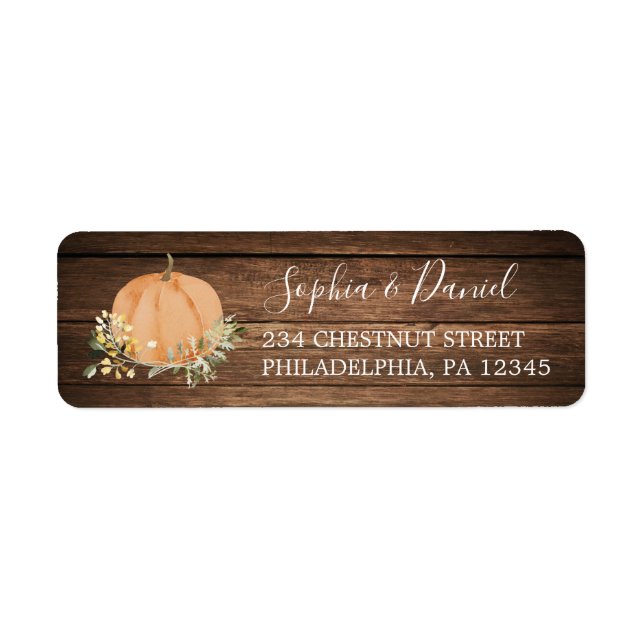 Floral Harvest Pumpkin Return Address Labels (Front)