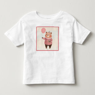 Floral Hat Bear with Pink Plaid Sweater