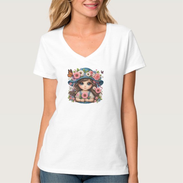 Floral Hat Cutie T-Shirt (Front)