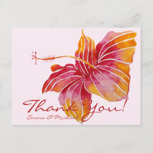 Floral Hawaii Hibiscus Thank You Wedding Postcard