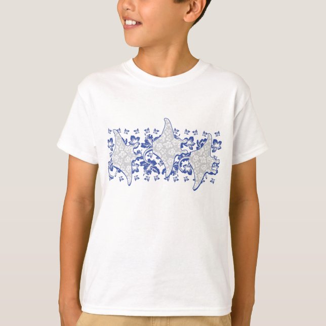 Floral Hawaiian Manta Ray T-Shirt (Front)