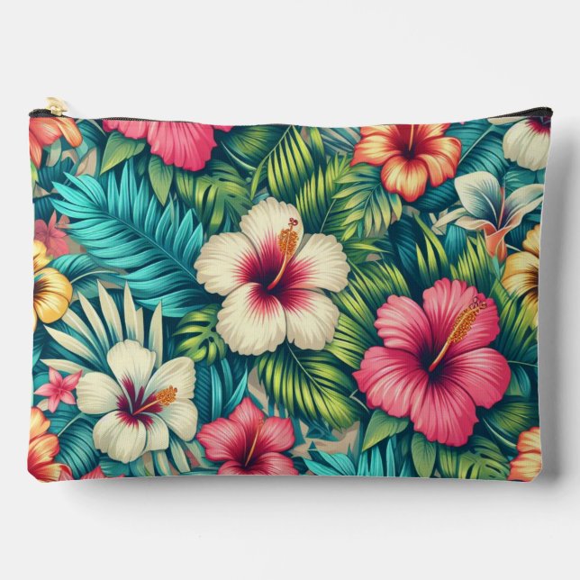 Floral Hawaiian/tropical Accessory Pouch (Front)