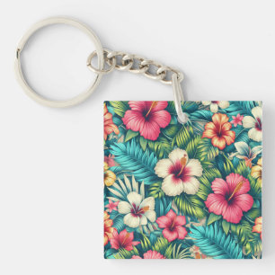 Floral Hawaiian/tropical Key Ring