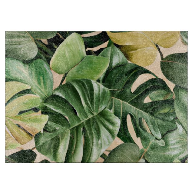 Floral/Hawaiian/Tropical leaf Cutting Board (Front)