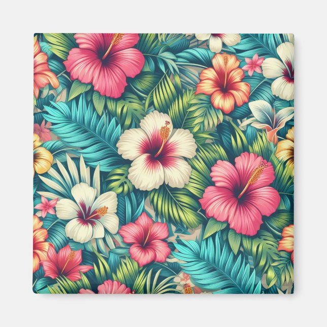 Floral Hawaiian/tropical Magnet (Front)