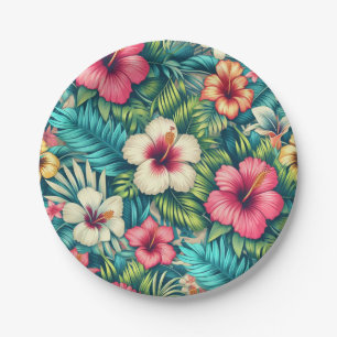 Floral Hawaiian/tropical Paper Plate