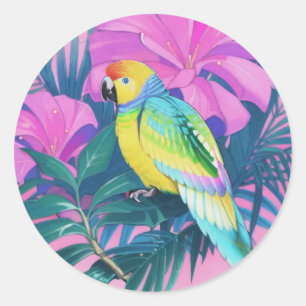 Floral/Hawaiian/Tropical/parrot  Classic Round Sticker