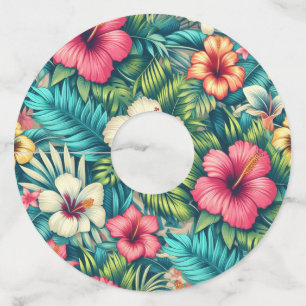 Floral Hawaiian/tropical Wine Glass Tag