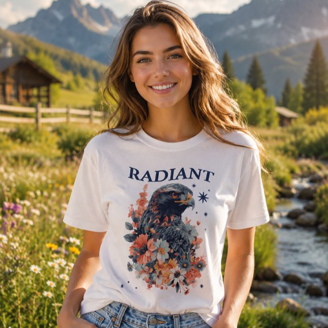 Floral Hawk Radiant Typography T-Shirt (Creator Uploaded)