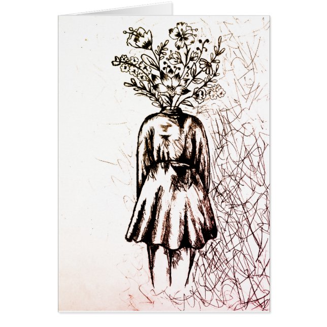 floral head design gift card (Front)